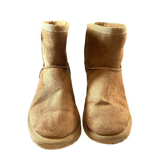 Marley Lilly Girls Boots Pull-on Suede Like Tan Animal Print Size 3 - Picture 1 of 7